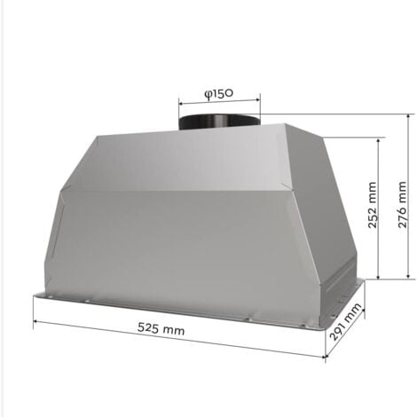 FIREGAS Campana extractora empotrada 52 cm, 3 niveles de potencia, acero inoxidable, extractora de recirculación, incluye filtro de carbón activo