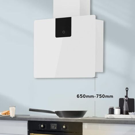FIREGAS Campana Extractora 60 cm, Motor Sin Escobillas de Bajo Consumo,9 velocidades, 532,4 m³/h, Modo de Extracción o Recirculación, Filtro de carbón CC170, Acero Inoxidable y Cristal Templado,Blanco