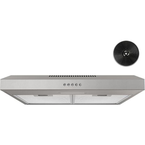 FIREGAS Campana extractora inferior de 60 cm, 3 niveles, campana de escape/recirculación, iluminación LED, incluye filtro de carbón activado, plata