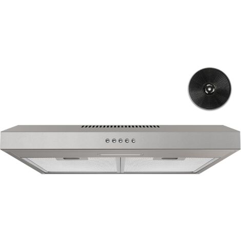 FIREGAS Campana extractora inferior de 60 cm, 3 niveles, campana de escape/recirculación, iluminación LED, incluye filtro de carbón activado, plata