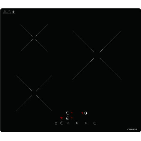 Placa de inducción FIREGAS 60 cm – 3 fuegos, 7400 W, calentamiento rápido, diseño moderno, alto rendimiento