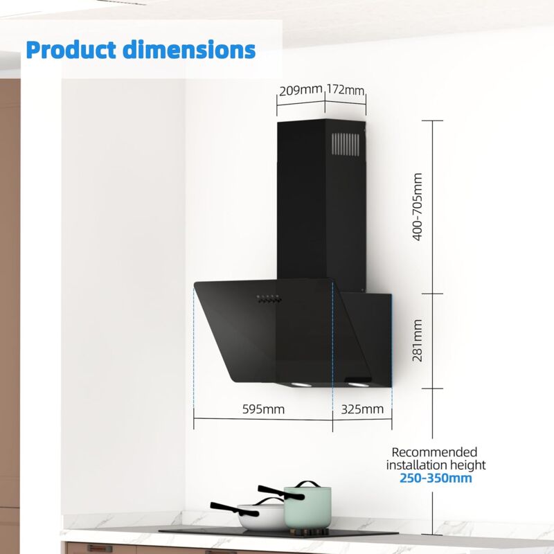 Cappa Aspirante FIREGAS 60 Cm Con Motore Brushless - 3 Livelli Potenza, LED E Filtri Antigrasso