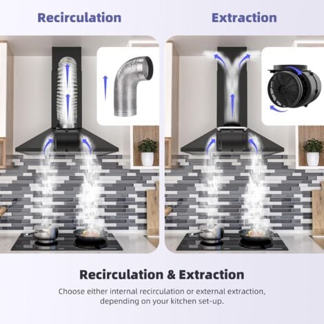 FIREGAS Cappa da parete, cappa aspirante da 60 cm con motore DC senza spazzole, possibile aria e scarico, 3 livelli di ventilazione, illuminazione a LED, 2 filtri grasso, nero [Classe di efficienza en