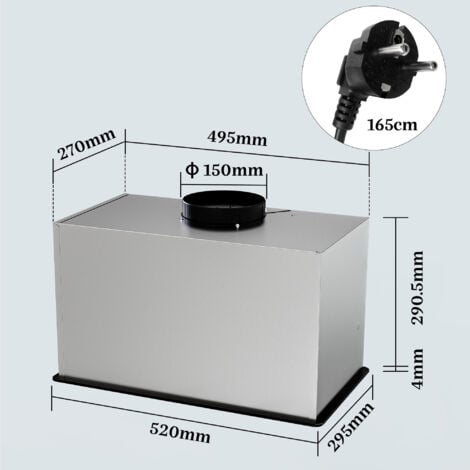 Aspiratore da incasso FIREGAS 52 cm-Aspirazione di 450m³/h-Efficiente e silenzioso-9 velocità-Nero [Classe energetica A++].