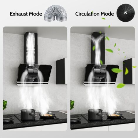 FIREGAS Cappa aspirante 60 cm, Cappa inclinata, Flusso d'aria potente 578 m³/h, Touch Screen, Classe energetica A++