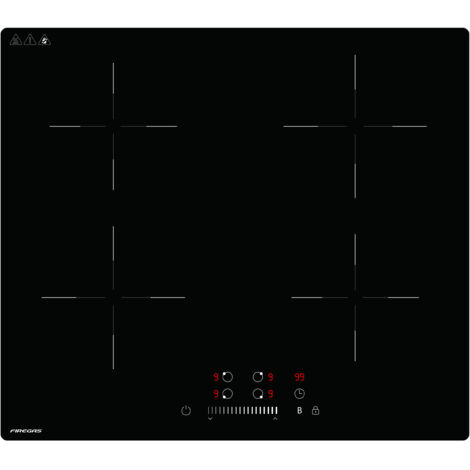 Piano cottura a induzione FIREGAS, 4 fuochi, 7400 W, cottura rapida e precisa, 59 cm