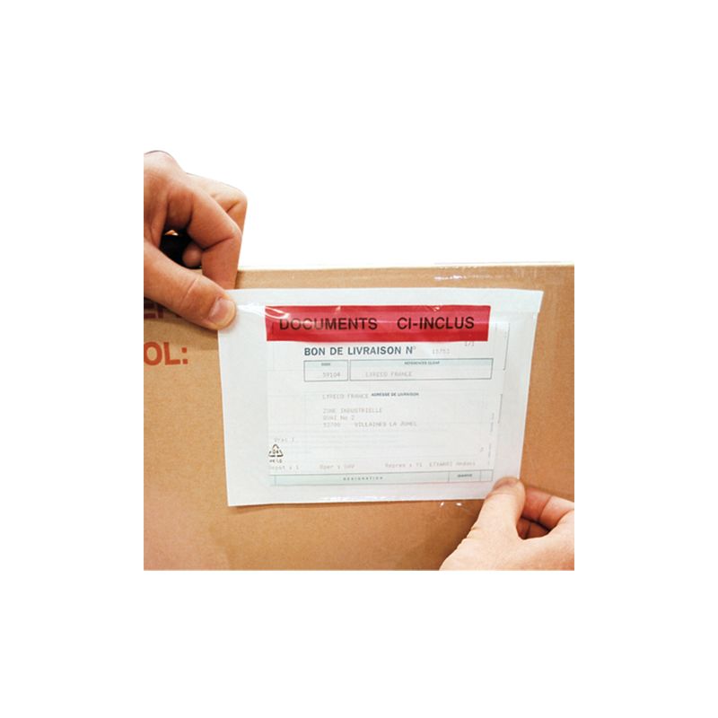 Pochette adhésive porte-document documents ci-inclus 100 % recyclable 320  x 250 mm - Boîte de 250 sur