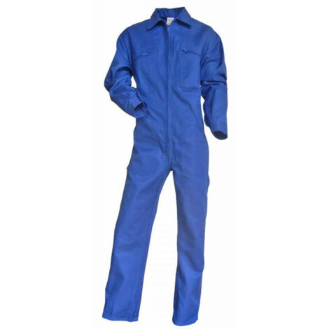 LMA – Combinaison haute visibilité col chevalière bleu T.XXL – Fermeture à glissière double curseur – 100% coton – 2 poches zippées