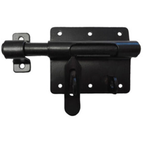 Verrou à bouton pour porte-cadenas noir – Acier zingué – Ø14 mm – Livré avec gâche – Sécurise portes de cave et vestiaires – Vp Mermier - M-499142