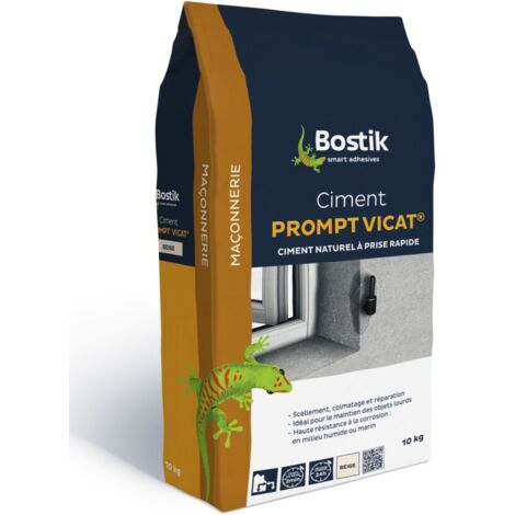 Bostik – Ciment prompt Vicat 10 kg – Prise rapide 2 min – Haute résistance pour milieux humides – Sac de 10 kg