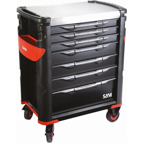 Sam Outillage – Servante d'atelier roulante 7 tiroirs – Plateau inox – Charge utile 30 kg par tiroir – Hauteur 1000 mm – Largeur 834 mm – Profondeur 510 mm (1/2)