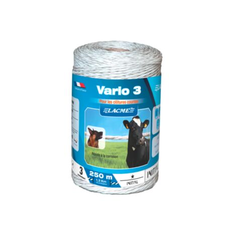 Lacme – Fil Vario 3 250m – Conducteurs inox 0.20mm – Résistance 60 Ohm – Clôture électrique courte
