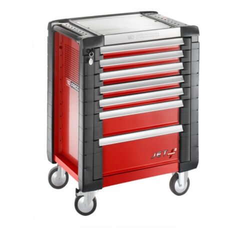 Facom – Ensemble d'outils avec chariot 7 tiroirs – 10 clés à molette, 18 pinces, marteau composite – Pour usage professionnel (1/4)