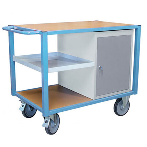 Chariot établi polyvalent avec 1 placard et 1/2 plateau tôle - charge max 500kg - 880002993 (1/3)