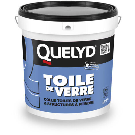 Colle spéciale toile de verre 20 kg – Émulsion vinylique prête à l'emploi – Application rapide au rouleau – Traitée fongicide et bactéricide – Quelyd