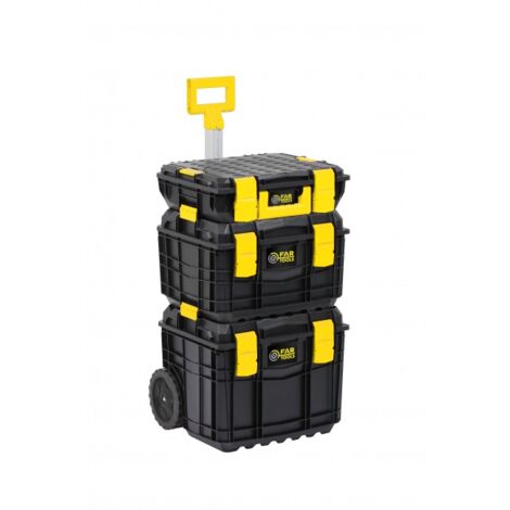 Fartools – Lot de 3 caisses de transport empilables 25kg – Polymères résistants – Locquets ABS et charnières métalliques – Joint étanche – 615365 (1/5)