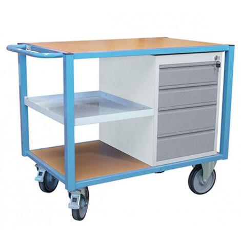 Chariot établi mobile 1 bloc tiroirs et demi-plateau - charge max 500kg - 880002989 (1/4)