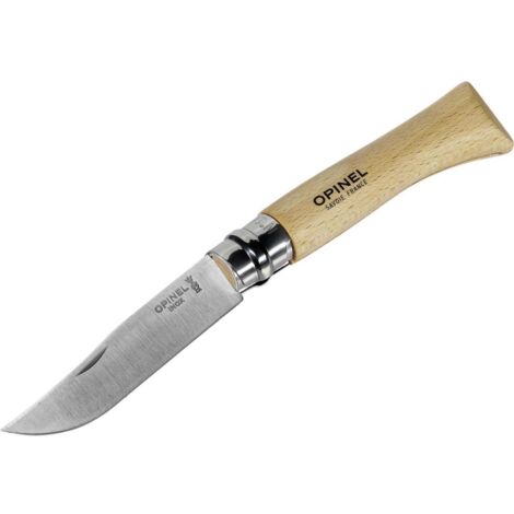Couteau pliant N°10 avec tire-bouchon et décapsuleur – Acier inoxydable – Manche en hêtre – 100 mm lame – 2578 – Opinel