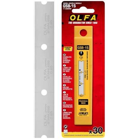 30 lames de cutter OLFA GSB-1S en acier inoxydable pour grattoir de vitre - CARPENTRAS SIGN - OL23514 (1/4)
