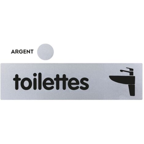 Plaquette de porte plexiglas Toilettes - 170 x 45 mm - Gris argenté - NOVAP - 4034867 (1/2)