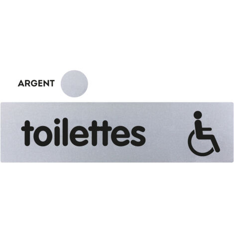 Plaques de porte 170x45mm - Toilettes Handicapés - Argent - NOVAP - 4322247 (1/2)