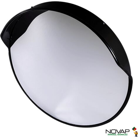 Novap – Miroir de trafic convexe intérieur Ø 600 mm – Vision bi-directionnelle – Installation extérieure avec casquette anti-reflet – 6101116