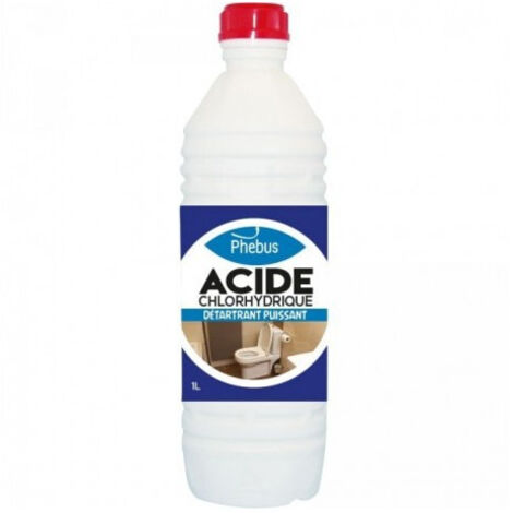 Acide chlorhydrique 1L – Détartrant puissant pour canalisations et marbres – Dissout tartre et calcaire efficacement – Phebus - 1litre