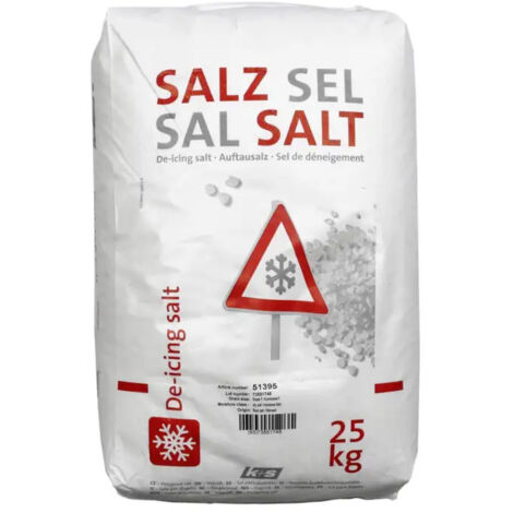 Könner & Söhnen – Sel de déneigement 25kg – Cristaux de sel pour verglas jusqu'à –15°C – Application manuelle ou mécanique – Entretien technique hivernal