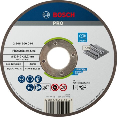 Disque à tronçonner PRO Stainless Steel Bosch 125 x 2 x 22,23 mm - 2608600094