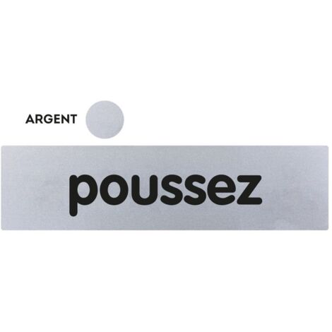 Plaquette de porte plexiglas Poussez - 170 x 45 mm - Gris argenté - NOVAP - 4035109 (1/2)