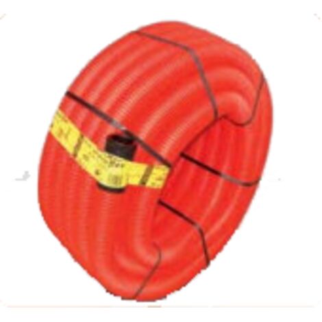 Gaine électrique Janoflex annelée rouge diamètre 40mm – Couronne 25 mètres – Protection câbles enterrés – Surface lisse pour tirage facile – Elydan