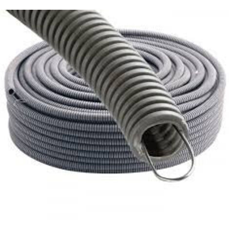 Janoplast – Gaine électrique grise diamètre 20 avec tire fils couronne 100ml – Pour installations électriques en espaces confinés – Conforme aux normes françaises
