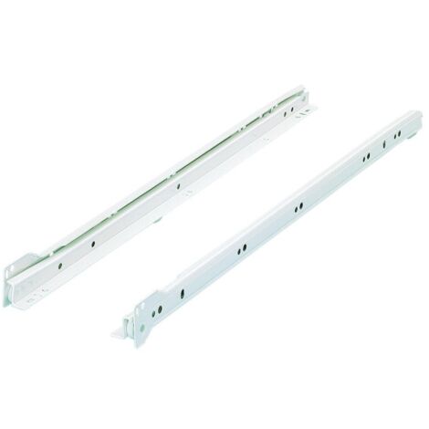 Hettich – Coulisses à galets pour tiroir – Longueur 450 mm – Charge 25 kg – Acier époxy blanc – Retour automatique et dispositif de blocage - FR402