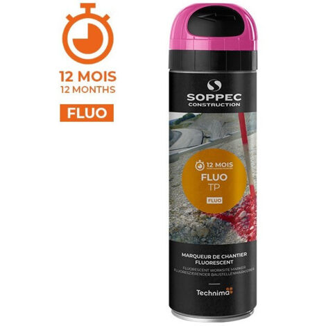 Traceur de chantier fluorescent [12 Mois] - Soppec - FLUO TP  Cerise