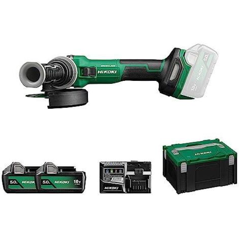 Hikoki – Meuleuse 18V Brushless 125mm – 750W – 2 batteries 5Ah – Frein moteur – Capot pivotant 360° – Poignée anti-vibration (1/3)