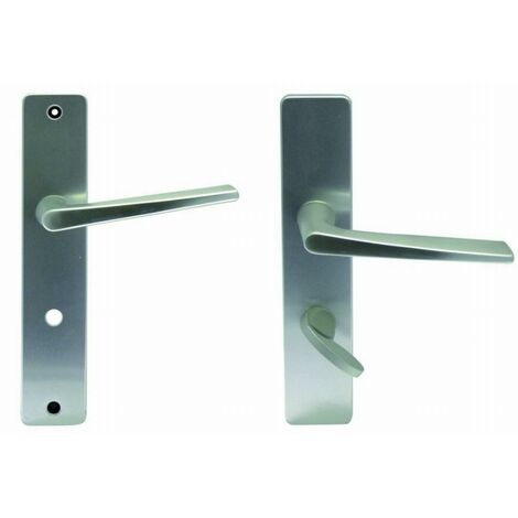 Ensemble de porte Riviera BEZAULT Entraxe 195 mm Argent - Bec de cane condamnation - 0118282 (1/6)