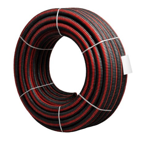 Polypipe – Gaine électrique DN63 25m noire-rouge – Fourreau annelé haute résistance pour protection câbles – Conforme norme NF EN 61386-24