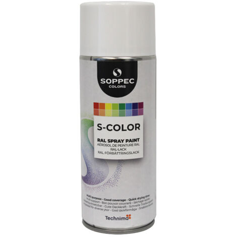 Bombe de peinture Soppec S-COLOR Blanc pur 400 ml - RAL 9010 Brillant (1/3)