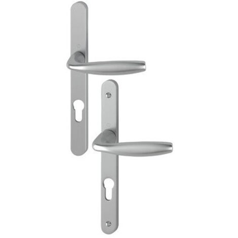 Ensemble de porte sur plaque étroite New-York – Inox PZ92 – Garniture HOPPE pour bâtiments publics – Fixation visible M4