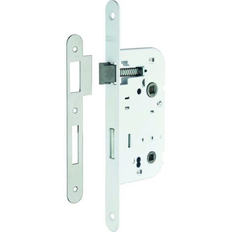 Serrure à larder électrique – Axe 50 mm – Entraxe 70 mm – Fouillot carré 7 mm – Coffre acier laqué blanc
