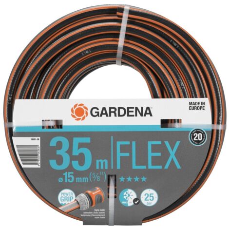 Gardena – Tuyau d'arrosage Flex 15 mm – Résistant aux UV et au gel – Technologie Power Grip – Renfort tricoté pour éviter déformation