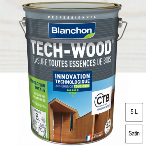 Blanchon – Lasure extérieure satin 5L – Protection bois dur et résineux – Haute résistance UV et intempéries – Application directe sur bois neuf (1/4)