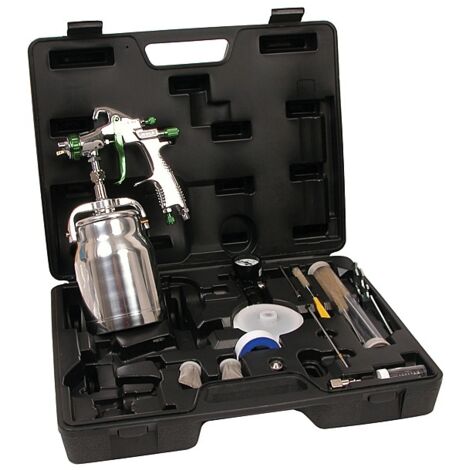 Lacme – Pistolet à peinture basse pression 2,5 bar – Consommation d'air 200 l/mn – Godet 1L – Réglages débit air et peinture – 410600 (1/3)