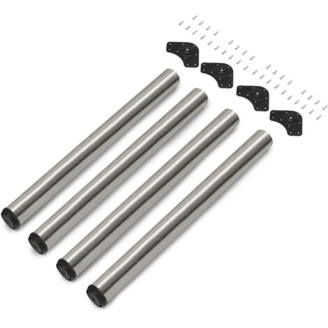 Emuca 2034551 Lot de 4 pieds de table, diamètre 60mm, H 710mm, Acier, Nickel satiné