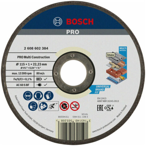 Disque à tronçonner PRO Multi Material Bosch 115 x 1 x 22,23 mm - 2608602384