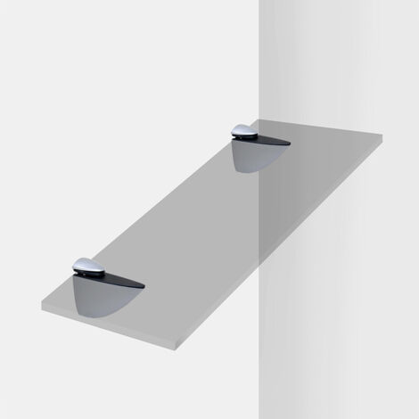 Jeu de supports Pelicano pour étagères en bois ou en verre Plastique et Zamak Peint en noir - EMUCA - 4009014