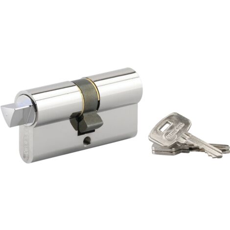 Thirard – Cylindre de serrure triangle externe 30x30 mm mâle – 5 goupilles en maillechort – Panneton anti arrachement – 3 clés en acier nickelé – 53931 (1/3)