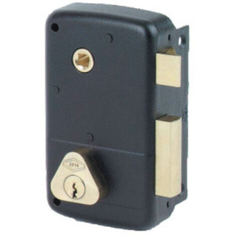 Serrure monopoint en applique verticale à fouillot – Coffre et gâche en acier noir – Pêne en laiton – Livrée avec 3 clés – Axe 45mm – Cisa