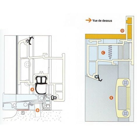 Seuil thermique H 20, porte 68 mm en aluminium