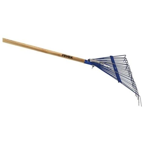 Revex – Balai à gazon raidisseur 600 mm – 24 dents plates – Manche en frêne verni 1500 x 28 mm – Pour allées gravillonnées